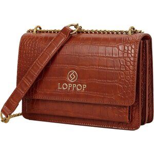 LL LOPPOP Small Classy Leather Crossbody Purse Top Handle Satchel Handbag Brown